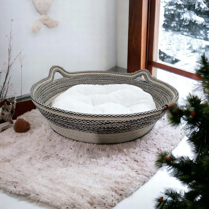 decohandy 40 cm elyaflı Yumuşak  Kedi ve küçük köpek Yatağı - Görsel 2