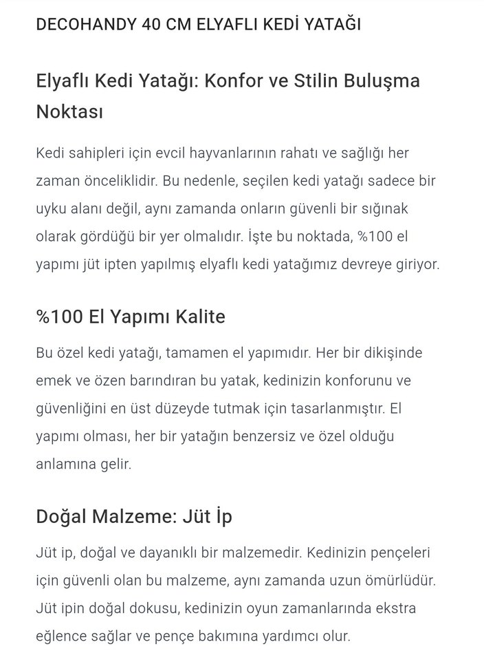 decohandy 40 cm elyaflı Yumuşak  Kedi ve küçük köpek Yatağı - Görsel 3