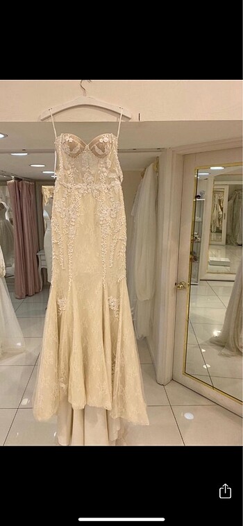 Balık model üst kısmı transparan gelinlik - Görsel 2