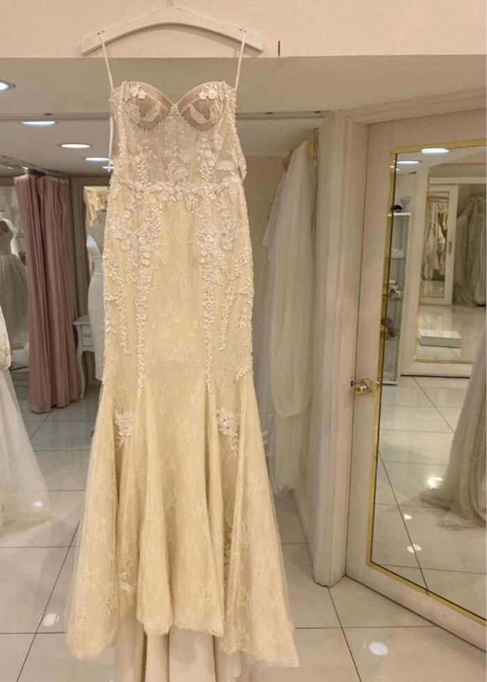 Balık model üst kısmı transparan gelinlik - Görsel 2