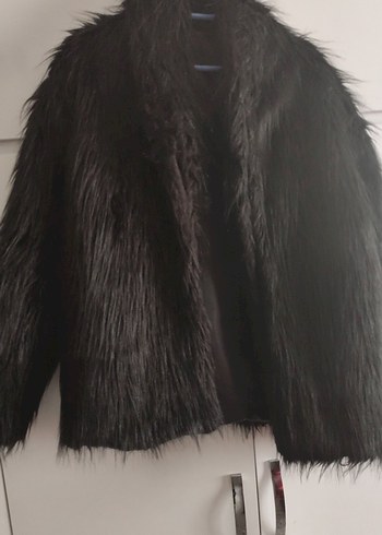 Siyah Kadın Midi Suni Kürk Ceket - Görsel 5
