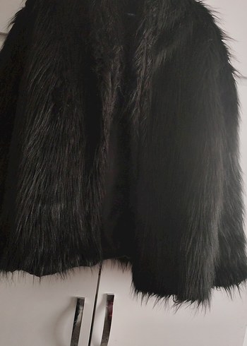 Siyah Kadın Midi Suni Kürk Ceket - Görsel 2