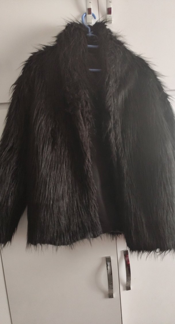 Siyah Kadın Midi Suni Kürk Ceket - Görsel 5