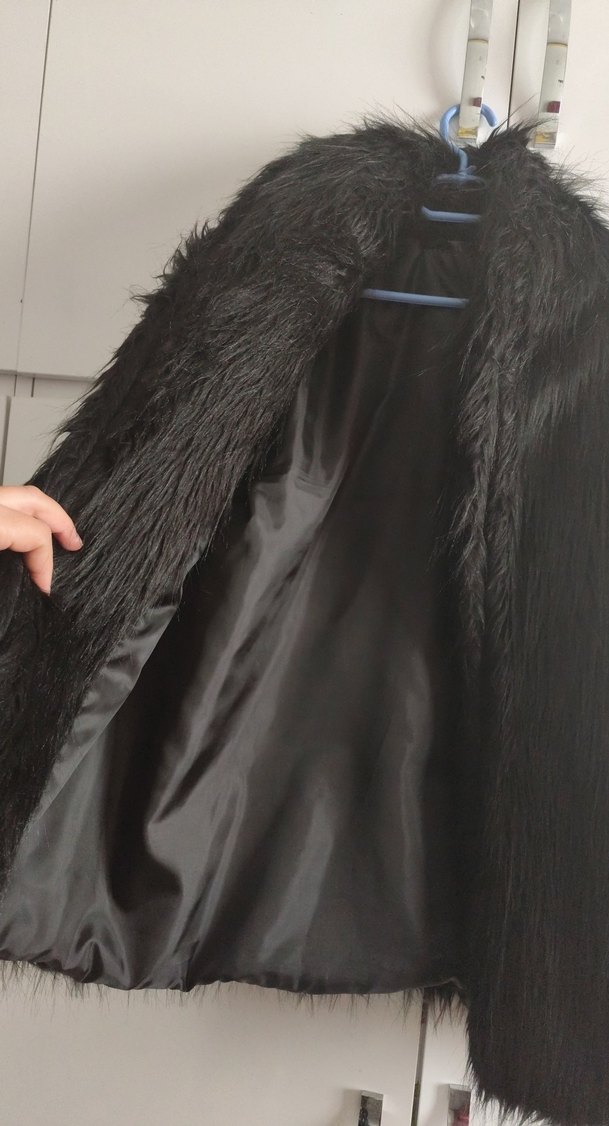 Siyah Kadın Midi Suni Kürk Ceket - Görsel 3