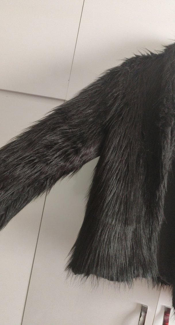 Siyah Kadın Midi Suni Kürk Ceket - Görsel 4