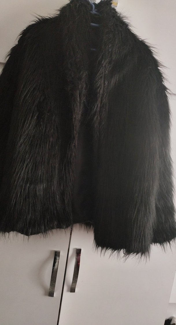 Siyah Kadın Midi Suni Kürk Ceket - Görsel 2