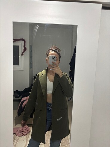 Haki kaşe mont - Görsel 3