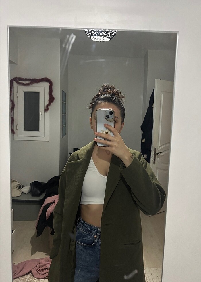 Haki kaşe mont - Görsel 2