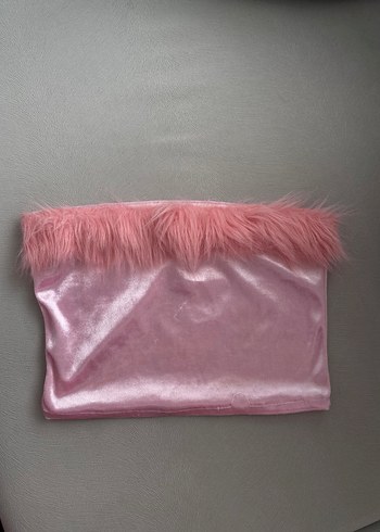 Pembe Peluş Detaylı Kadın büstiyer