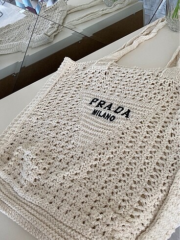 Prada Prada örme plaj çantası