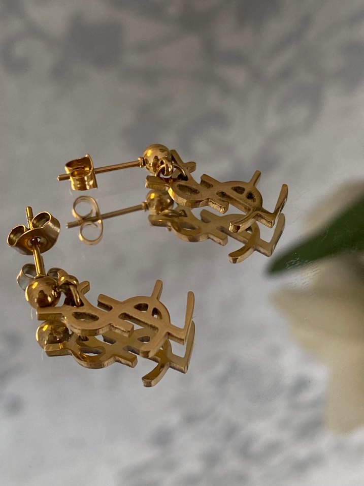 Yves saint laurent küpe Altın Renk  Mini Küpe - Görsel 3