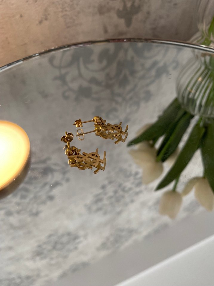 Yves saint laurent küpe Altın Renk  Mini Küpe - Görsel 2