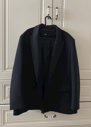 Zara Siyah Düğmeli Kadın Keten Blazer Ceket