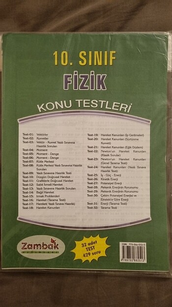 Zambak yayınları 10.sınıf fizik konu testleri