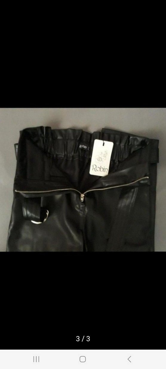 Siyah Suni Deri Pantolon - Görsel 3