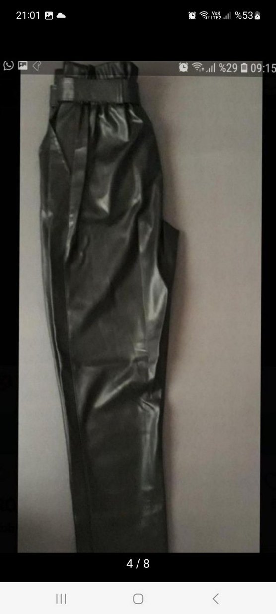 Siyah Deri Kemerli Sigaret Pantolon - Görsel 4