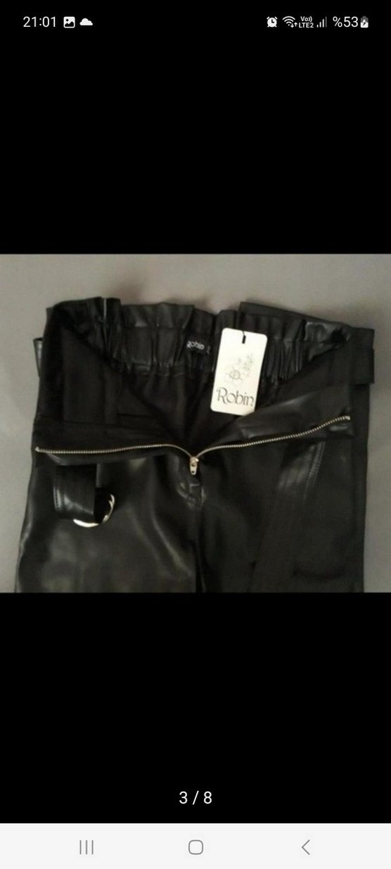 Siyah Deri Kemerli Sigaret Pantolon - Görsel 3