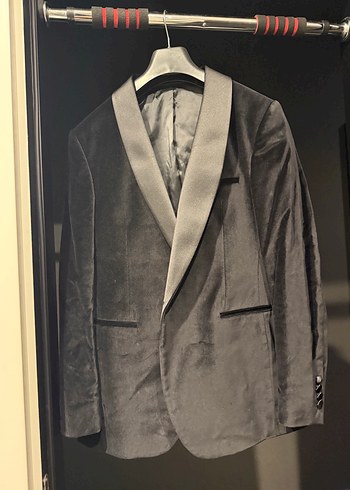 siyah Notch Yaka Erkek Kadife ceket network - Görsel 4