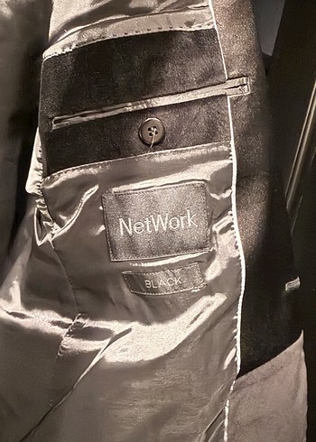 siyah Notch Yaka Erkek Kadife ceket network - Görsel 2