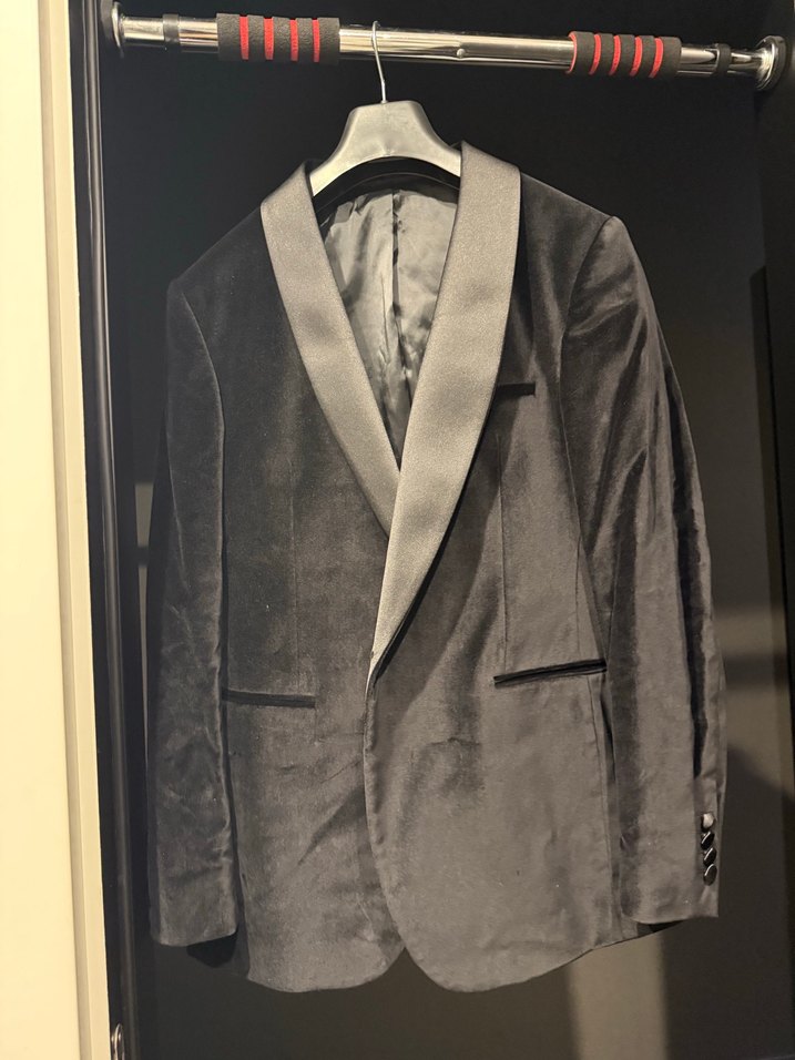 siyah Notch Yaka Erkek Kadife ceket network - Görsel 4