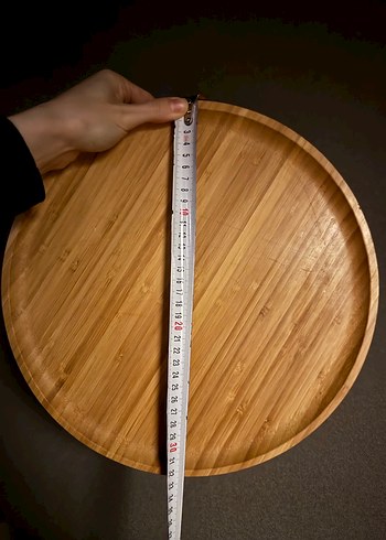 Bej Bohem ahşap Bambum yuvarlak tepsi - Görsel 2