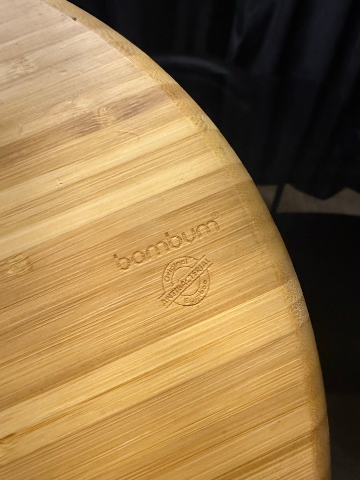 Bej Bohem ahşap Bambum yuvarlak tepsi - Görsel 4