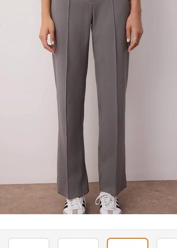 Gri Midi Kumaş Pantolon - Görsel 3