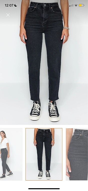 34 Beden gri Renk Trendyolmilla antrasit mom jean