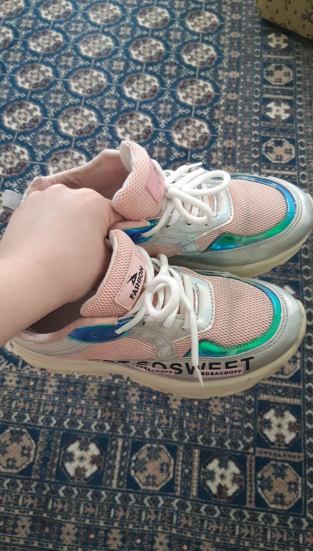 Pembe Bağcıklı  Spor Ayakkabı - Görsel 3