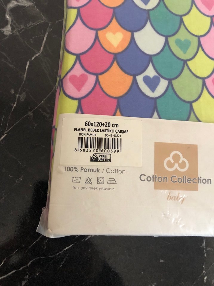 Pamuklu Çok Renkli Desenli Bebek Çarşafı - Görsel 2