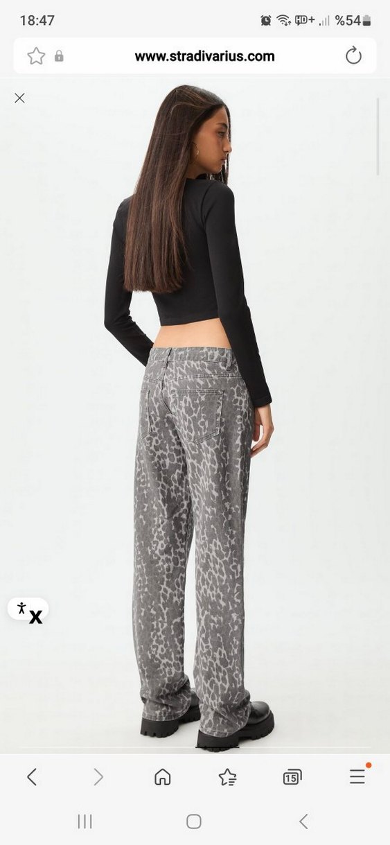 Stradivarius Düz kesim leopar pantolon - Görsel 2