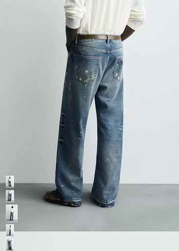Zara BOYA DESENLİ LOOSE FIT JEAN (Yeni sezon)