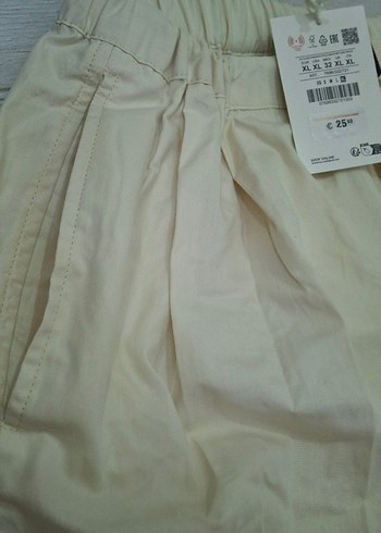 xl Beden Pull&bear Bayan-Bel Bantlı Midi Şort (Krem rengi)