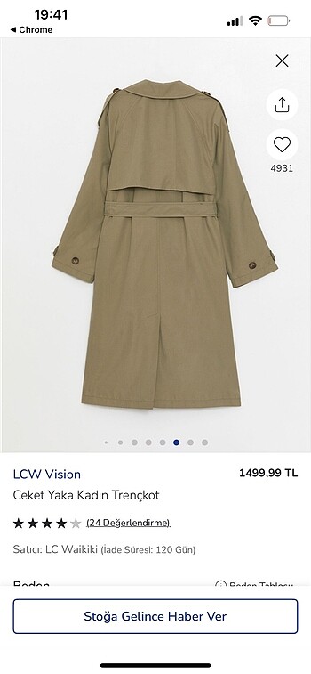 LC Waikiki LCW VİSİON TRENÇKOT