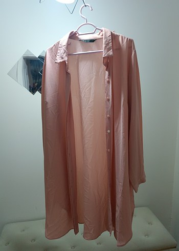 Bej Uzun Kollu Kadın Gömlek - Görsel 2