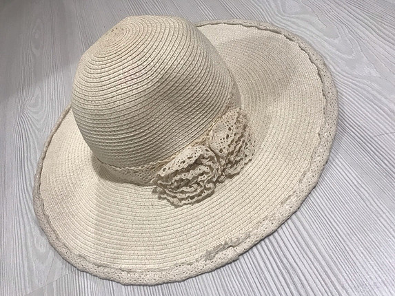 26 Beden Beyaz plaj şapkası