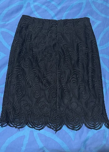 Dantel İşlemeli Siyah Midi Etek - Görsel 2