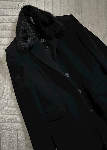 Kürk Yaka Siyah Kaban - Görsel 2