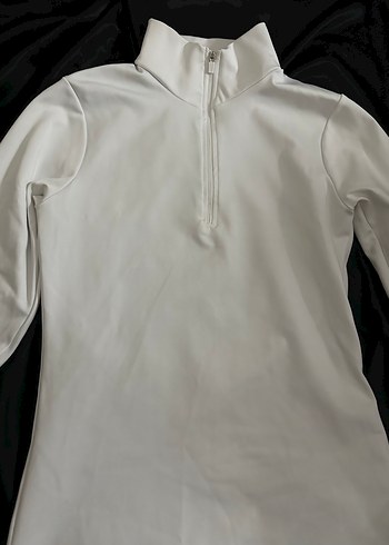 Beyaz Yarım Fermuarlı Yüksek Yakalı Kadın Sweatshirt - Görsel 9