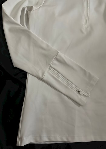 Beyaz Yarım Fermuarlı Yüksek Yakalı Kadın Sweatshirt - Görsel 10