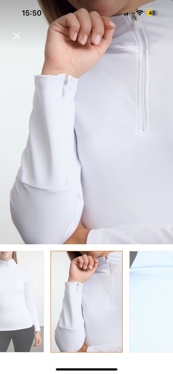 Beyaz Yarım Fermuarlı Yüksek Yakalı Kadın Sweatshirt - Görsel 4