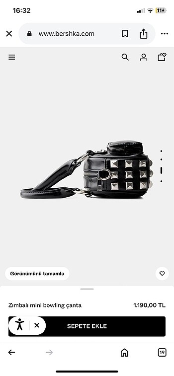 Beden Bershka zımbalı bowling çanta