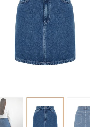 Kadın Mavi Denim Mini Etek - Görsel 3