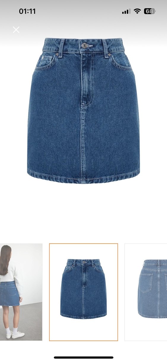 Kadın Mavi Denim Mini Etek - Görsel 3