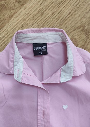 Kız  Çocuk Pembe Uzun Kollu Gömlek - Görsel 2