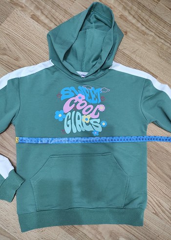 Kız Çocuk Yeşil Kapüşonlu Sweatshirt - Görsel 2