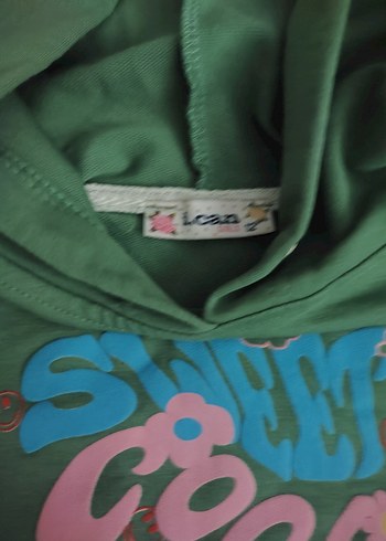 Kız Çocuk Yeşil Kapüşonlu Sweatshirt - Görsel 4