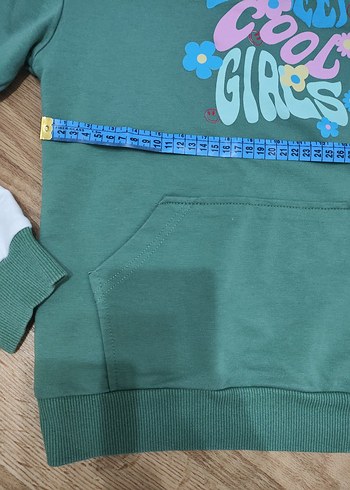 Kız Çocuk Yeşil Kapüşonlu Sweatshirt - Görsel 3