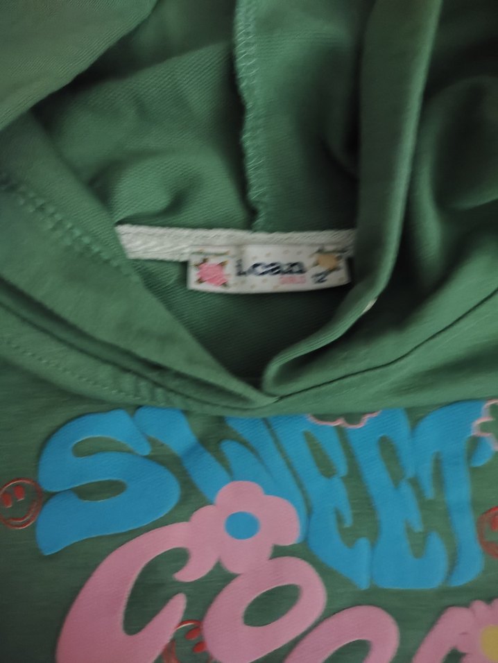 Kız Çocuk Yeşil Kapüşonlu Sweatshirt - Görsel 4