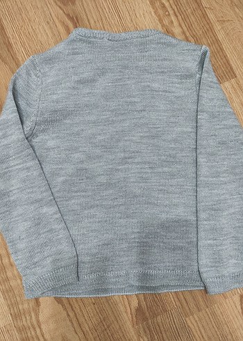 Kız Çocuk Gri Örgü Penguen Desenli Kazak - Görsel 2